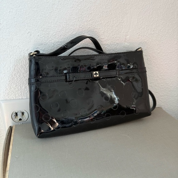 Kate Spade Camellia Street Amy Black Patent Polka Dot Bow Crossbody Bag - Picture 6 of 8